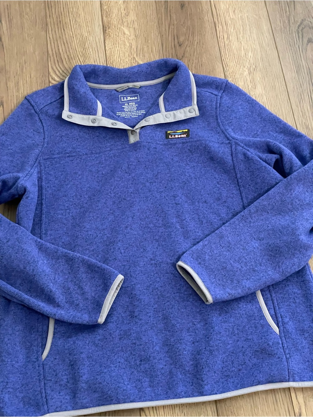 LL Bean Sweater Fleece Pullover Vibrant Blue Purple Quarter Snap Women’s XL reg